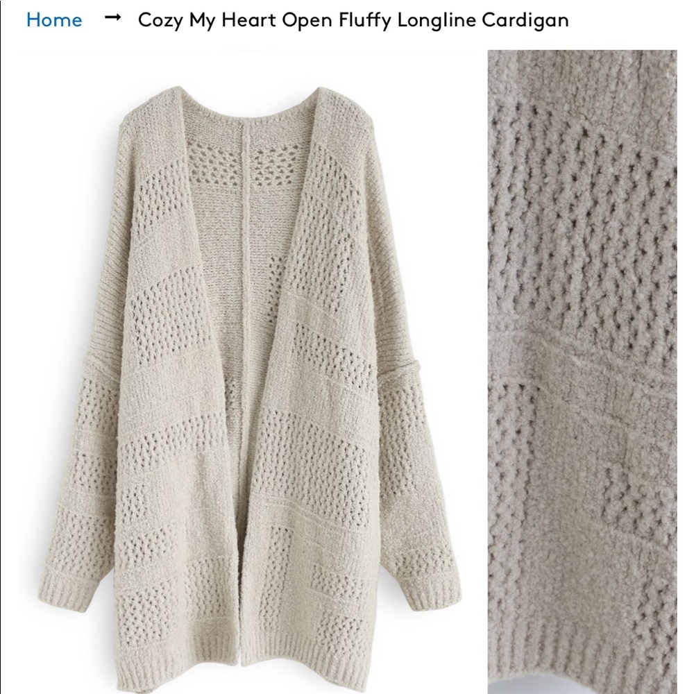 COZY MY HEART OPEN FLUFFY LONGLINE CARDIGAN